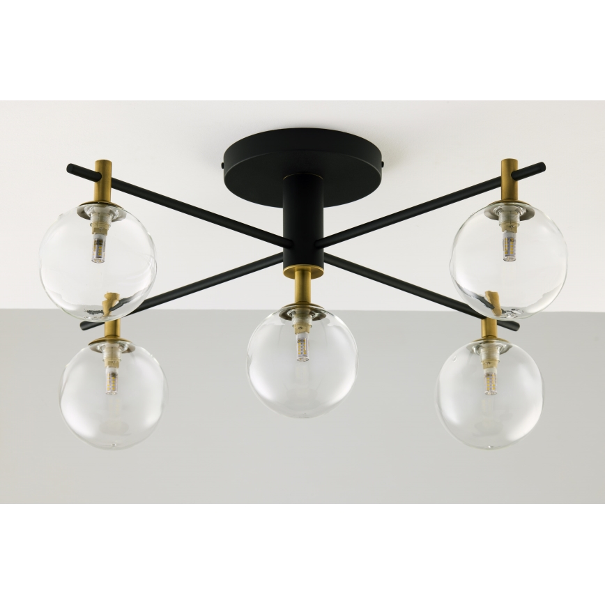 Jupiter 2035 - Nadgradni luster FIGARO 5xG9/10W/230V crno/zlatna/bež/prozirna