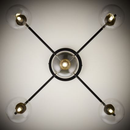 Jupiter 2035 - Nadgradni luster FIGARO 5xG9/10W/230V crno/zlatna/bež/prozirna
