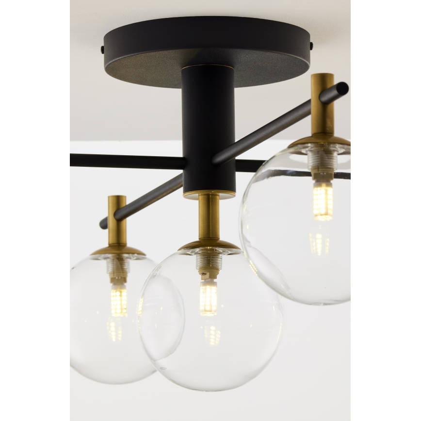 Jupiter 2035 - Nadgradni luster FIGARO 5xG9/10W/230V crno/zlatna/bež/prozirna