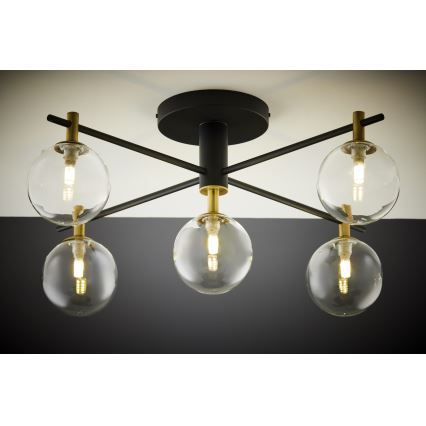 Jupiter 2035 - Nadgradni luster FIGARO 5xG9/10W/230V crno/zlatna/bež/prozirna