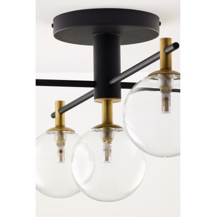 Jupiter 2035 - Nadgradni luster FIGARO 5xG9/10W/230V crno/zlatna/bež/prozirna