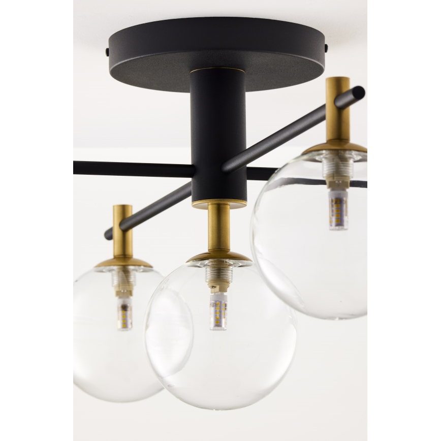 Jupiter 2035 - Nadgradni luster FIGARO 5xG9/10W/230V crno/zlatna/bež/prozirna