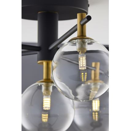 Jupiter 2036 - Nadgradni luster FIGARO 6xG9/10W/230V crno/zlatna/bež/prozirna