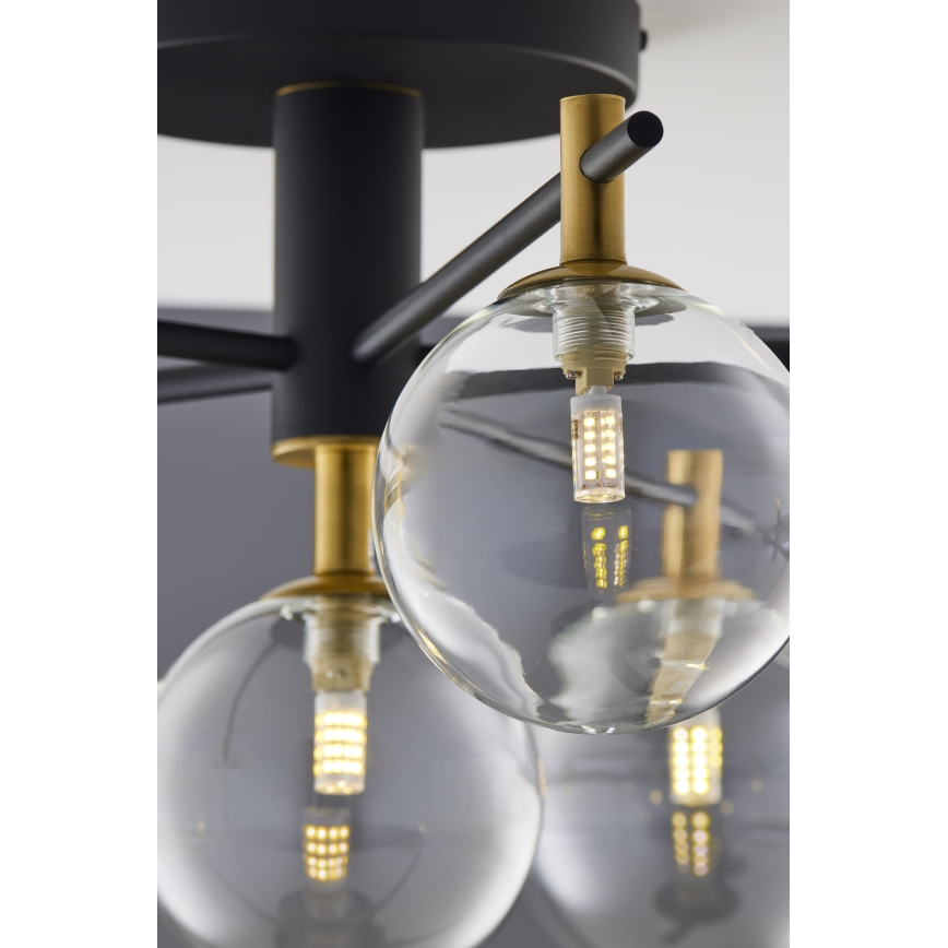 Jupiter 2036 - Nadgradni luster FIGARO 6xG9/10W/230V crno/zlatna/bež/prozirna