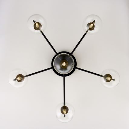Jupiter 2036 - Nadgradni luster FIGARO 6xG9/10W/230V crno/zlatna/bež/prozirna