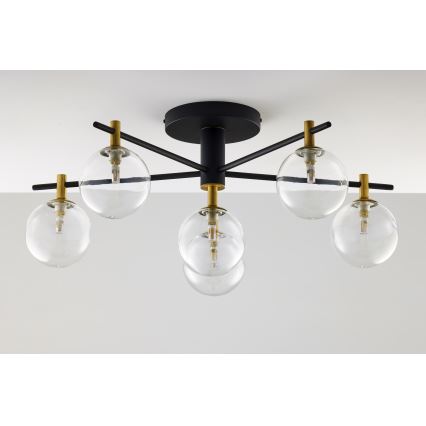Jupiter 2036 - Nadgradni luster FIGARO 6xG9/10W/230V crno/zlatna/bež/prozirna