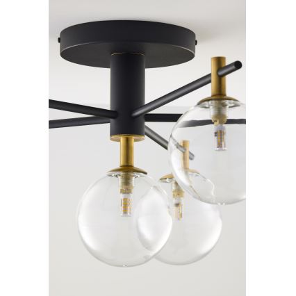 Jupiter 2036 - Nadgradni luster FIGARO 6xG9/10W/230V crno/zlatna/bež/prozirna