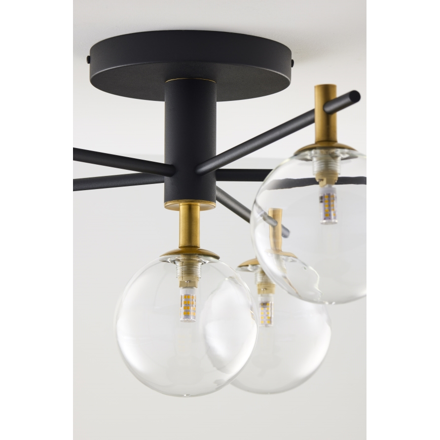 Jupiter 2036 - Nadgradni luster FIGARO 6xG9/10W/230V crno/zlatna/bež/prozirna