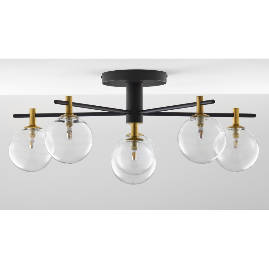 Jupiter 2036 - Nadgradni luster FIGARO 6xG9/10W/230V crno/zlatna/bež/prozirna