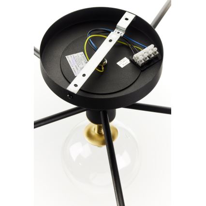 Jupiter 2036 - Nadgradni luster FIGARO 6xG9/10W/230V crno/zlatna/bež/prozirna