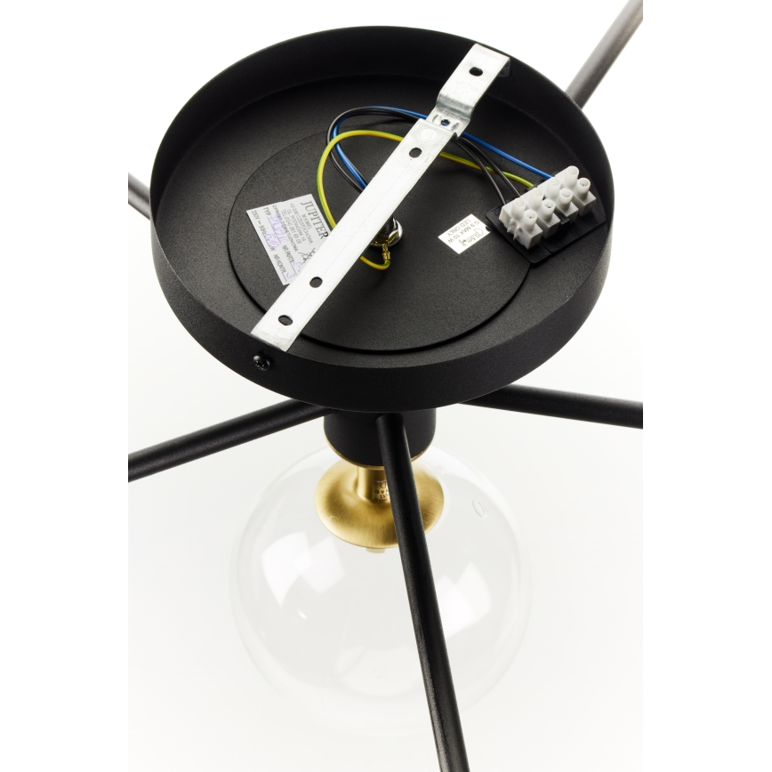 Jupiter 2036 - Nadgradni luster FIGARO 6xG9/10W/230V crno/zlatna/bež/prozirna