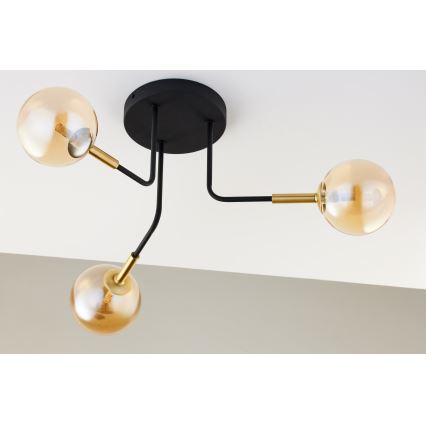Jupiter 2037 - Viseći luster BURANO 3xG9/10W/230V crno/zlatna/bež