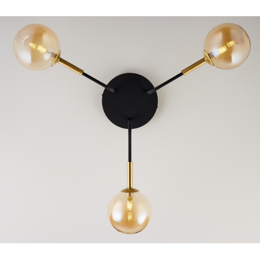 Jupiter 2037 - Viseći luster BURANO 3xG9/10W/230V crno/zlatna/bež