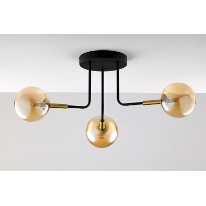 Jupiter 2037 - Viseći luster BURANO 3xG9/10W/230V crno/zlatna/bež