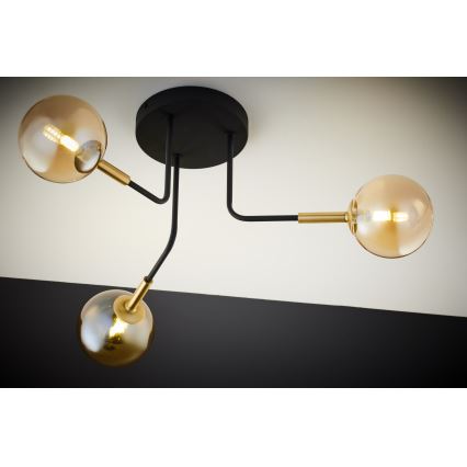Jupiter 2037 - Viseći luster BURANO 3xG9/10W/230V crno/zlatna/bež