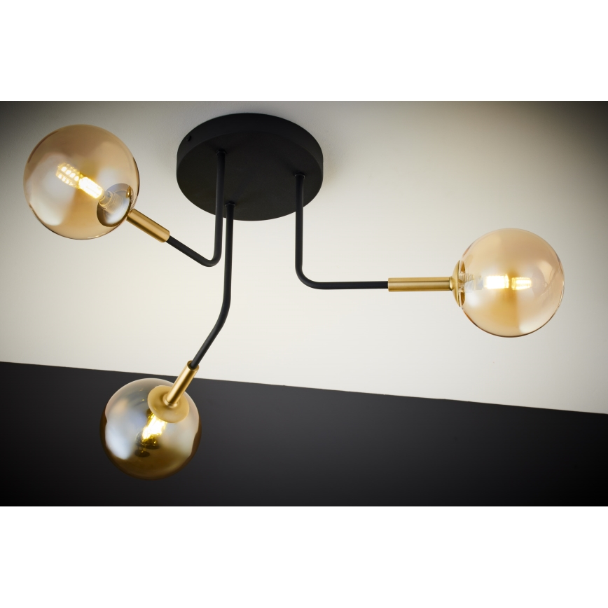 Jupiter 2037 - Viseći luster BURANO 3xG9/10W/230V crno/zlatna/bež