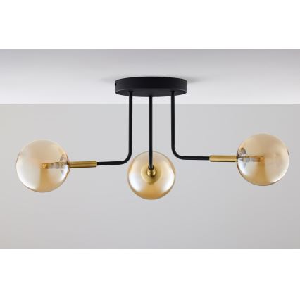 Jupiter 2037 - Viseći luster BURANO 3xG9/10W/230V crno/zlatna/bež