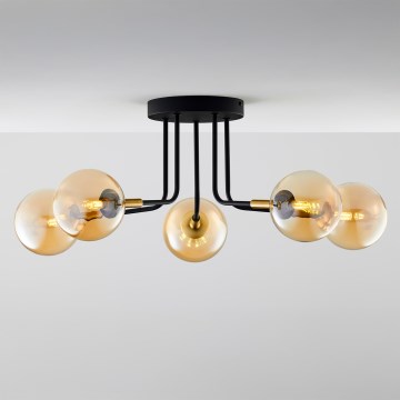 Jupiter 2038 - Viseći luster BURANO 5xG9/10W/230V crno/zlatna/bež