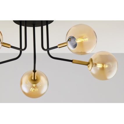 Jupiter 2038 - Viseći luster BURANO 5xG9/10W/230V crno/zlatna/bež