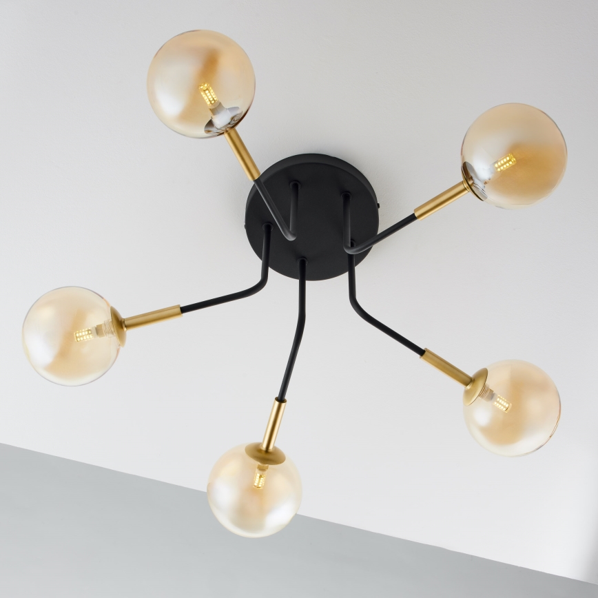 Jupiter 2038 - Viseći luster BURANO 5xG9/10W/230V crno/zlatna/bež