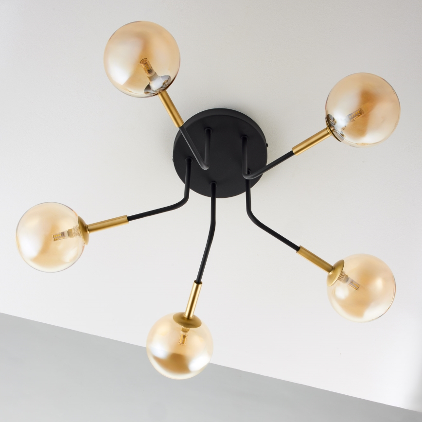 Jupiter 2038 - Viseći luster BURANO 5xG9/10W/230V crno/zlatna/bež
