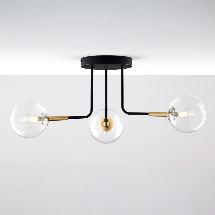 Jupiter 2039 - Viseći luster BURANO 3xG9/10W/230V crno/zlatna/prozirna