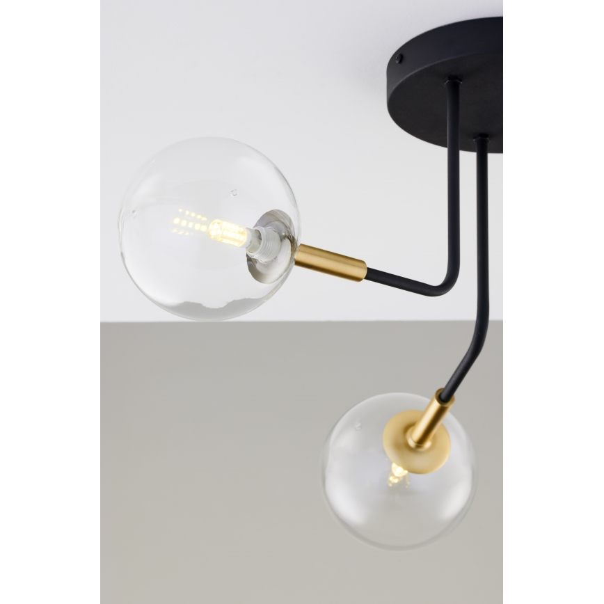 Jupiter 2039 - Viseći luster BURANO 3xG9/10W/230V crno/zlatna/prozirna