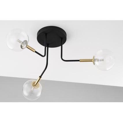 Jupiter 2039 - Viseći luster BURANO 3xG9/10W/230V crno/zlatna/prozirna