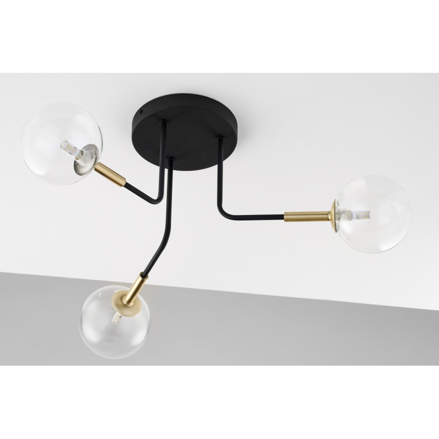 Jupiter 2039 - Viseći luster BURANO 3xG9/10W/230V crno/zlatna/prozirna