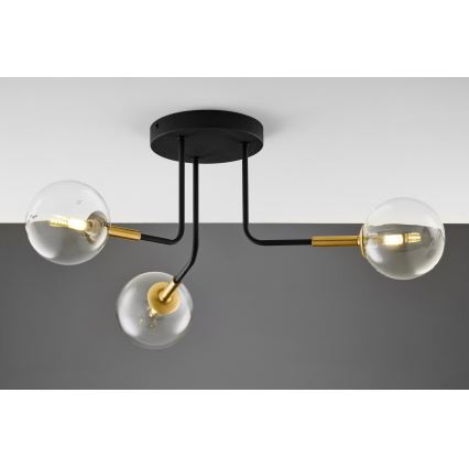 Jupiter 2039 - Viseći luster BURANO 3xG9/10W/230V crno/zlatna/prozirna