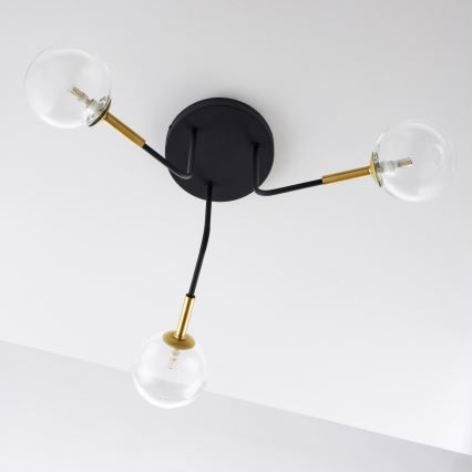 Jupiter 2039 - Viseći luster BURANO 3xG9/10W/230V crno/zlatna/prozirna