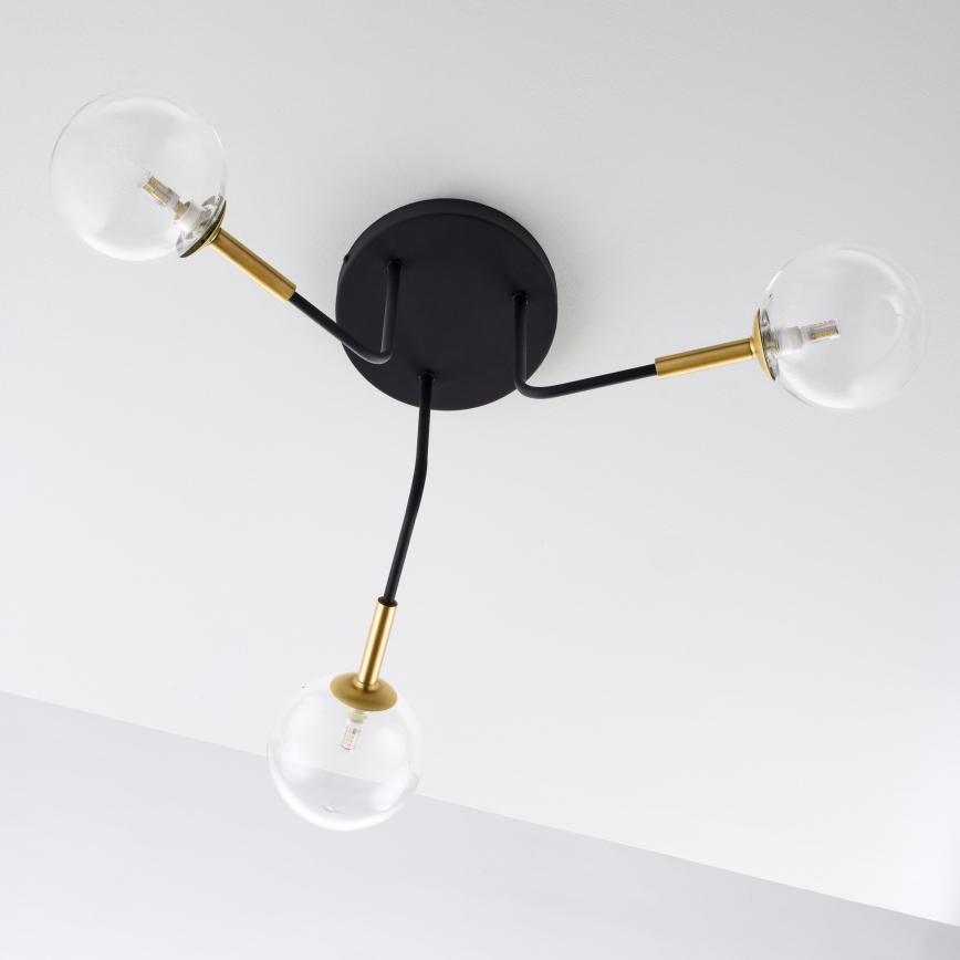 Jupiter 2039 - Viseći luster BURANO 3xG9/10W/230V crno/zlatna/prozirna