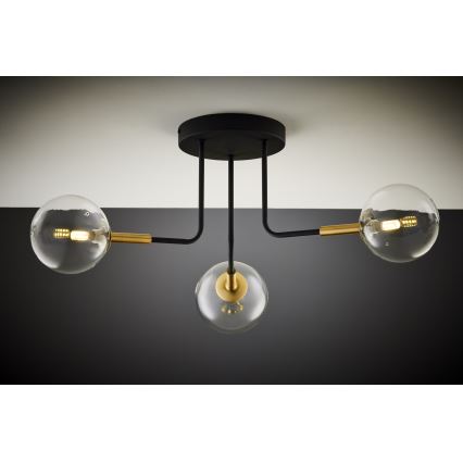 Jupiter 2039 - Viseći luster BURANO 3xG9/10W/230V crno/zlatna/prozirna
