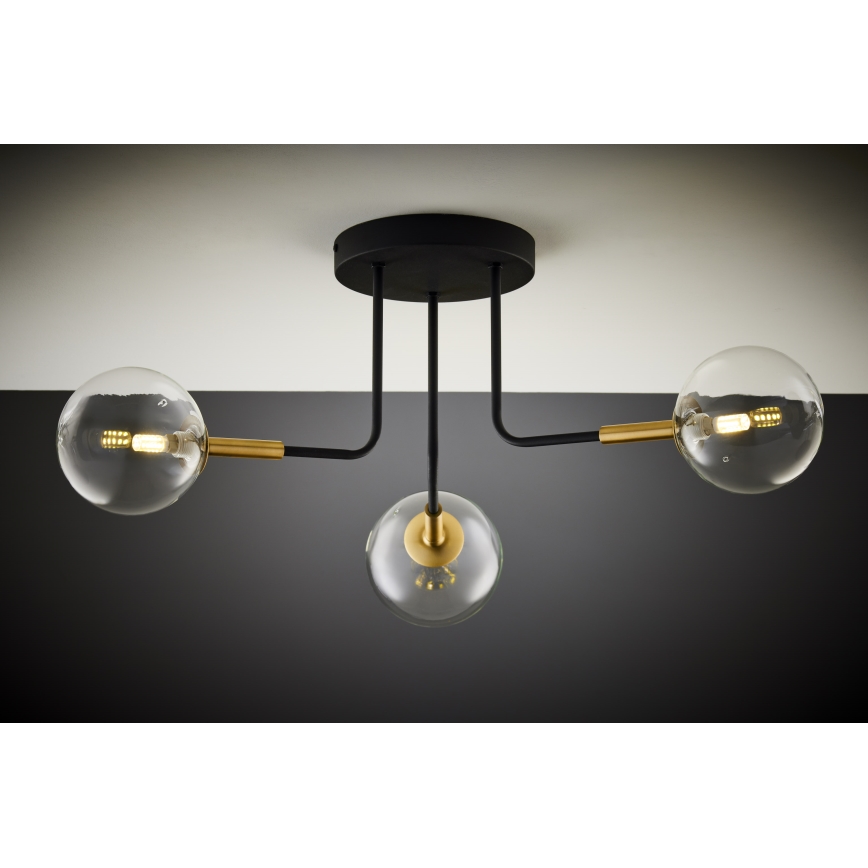 Jupiter 2039 - Viseći luster BURANO 3xG9/10W/230V crno/zlatna/prozirna