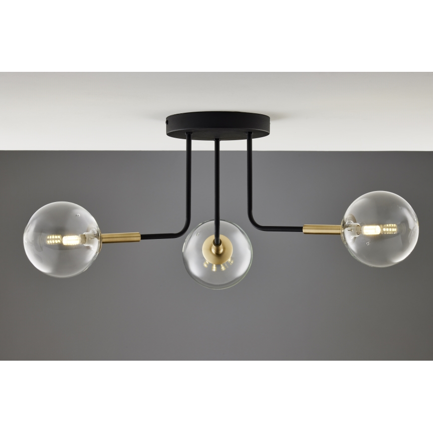 Jupiter 2039 - Viseći luster BURANO 3xG9/10W/230V crno/zlatna/prozirna