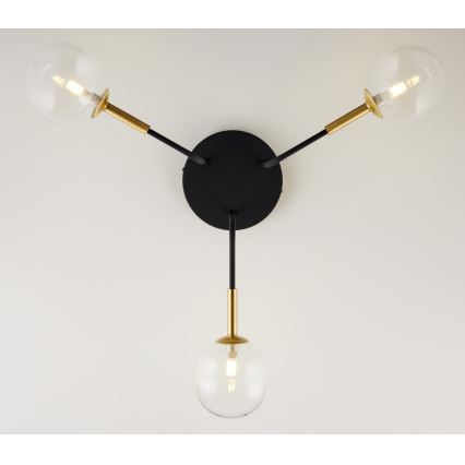 Jupiter 2039 - Viseći luster BURANO 3xG9/10W/230V crno/zlatna/prozirna