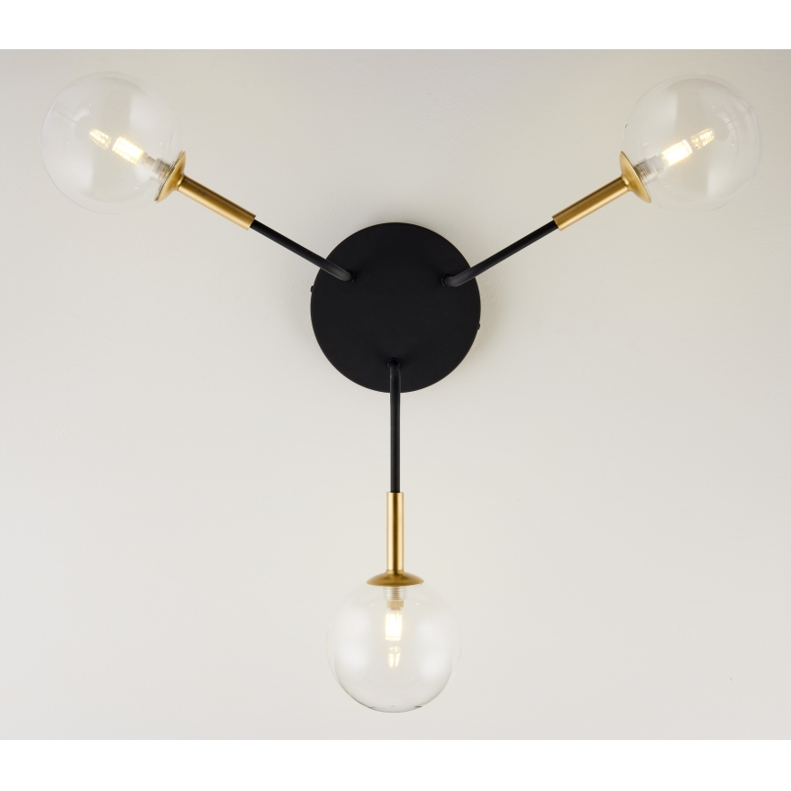Jupiter 2039 - Viseći luster BURANO 3xG9/10W/230V crno/zlatna/prozirna