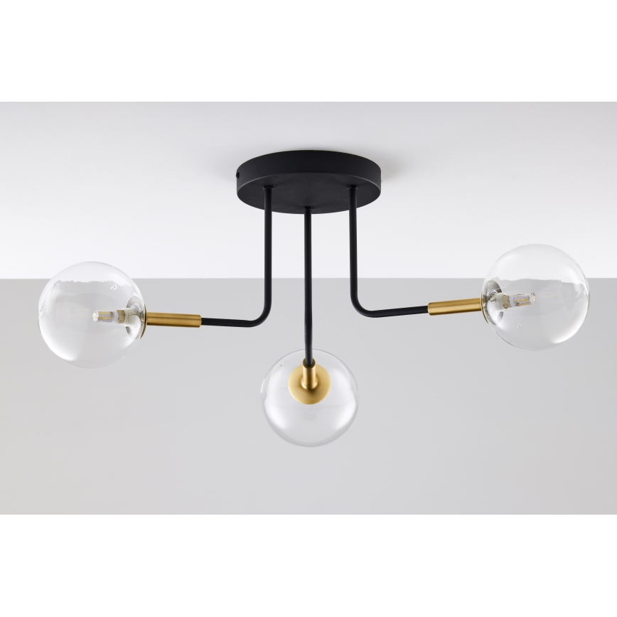 Jupiter 2039 - Viseći luster BURANO 3xG9/10W/230V crno/zlatna/prozirna