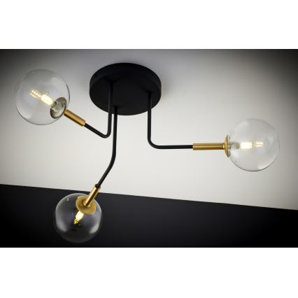 Jupiter 2039 - Viseći luster BURANO 3xG9/10W/230V crno/zlatna/prozirna
