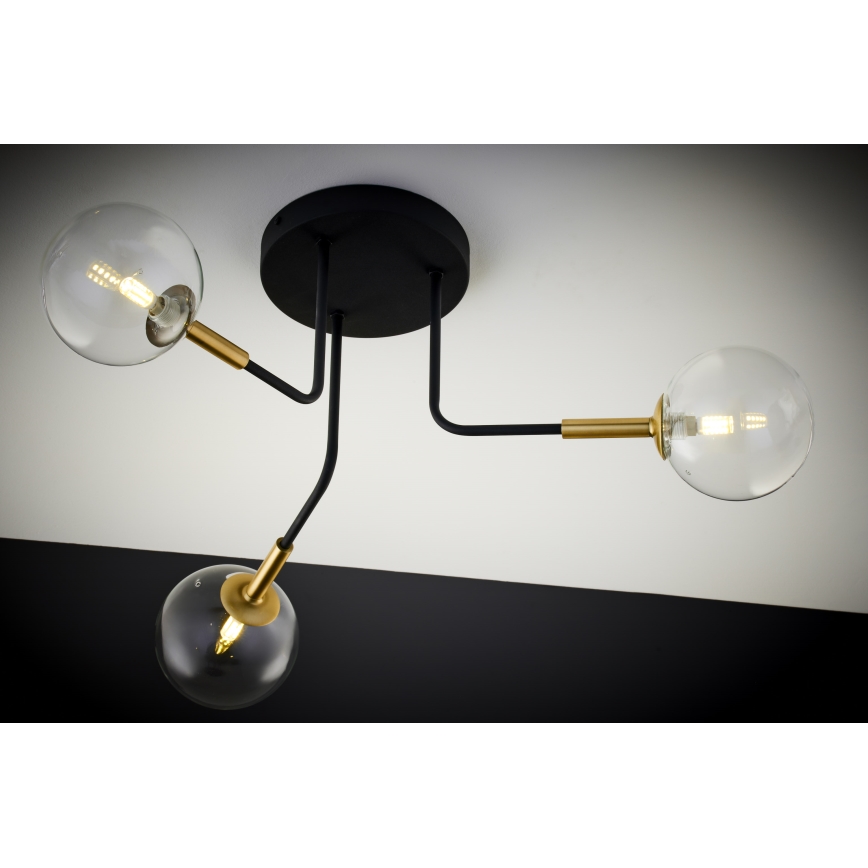 Jupiter 2039 - Viseći luster BURANO 3xG9/10W/230V crno/zlatna/prozirna