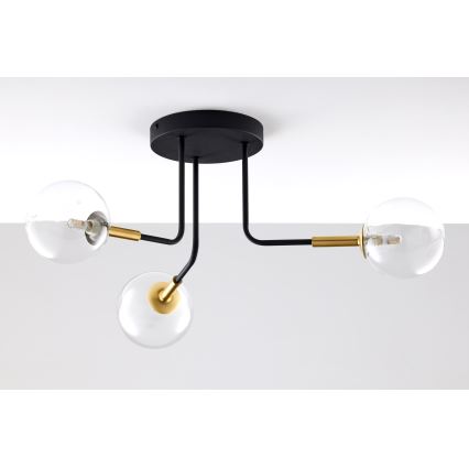 Jupiter 2039 - Viseći luster BURANO 3xG9/10W/230V crno/zlatna/prozirna