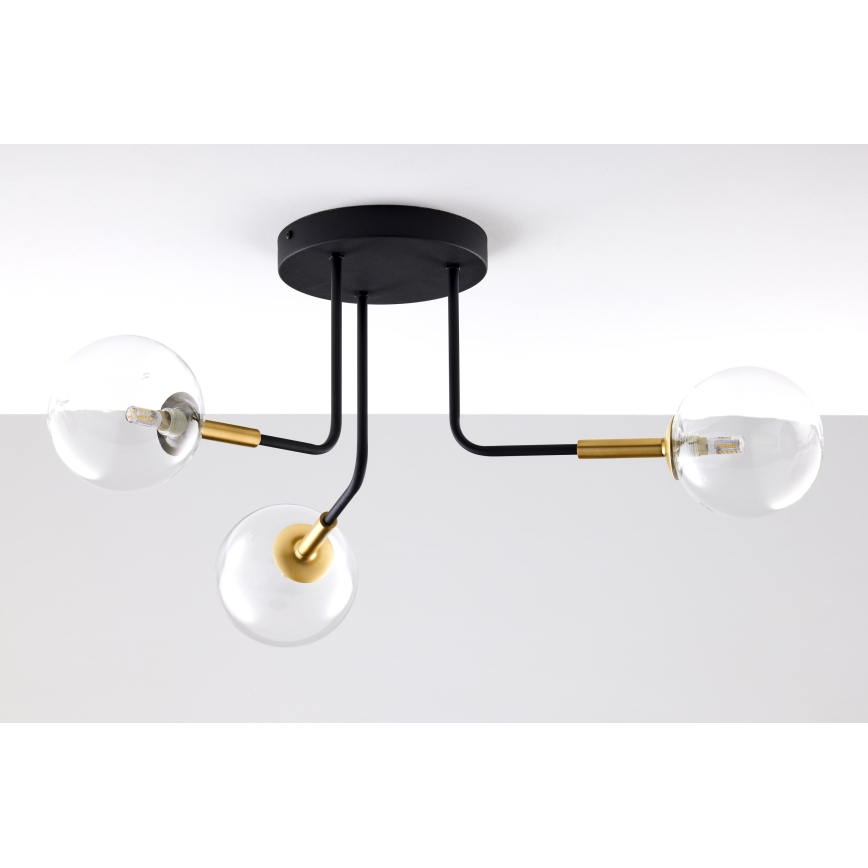 Jupiter 2039 - Viseći luster BURANO 3xG9/10W/230V crno/zlatna/prozirna