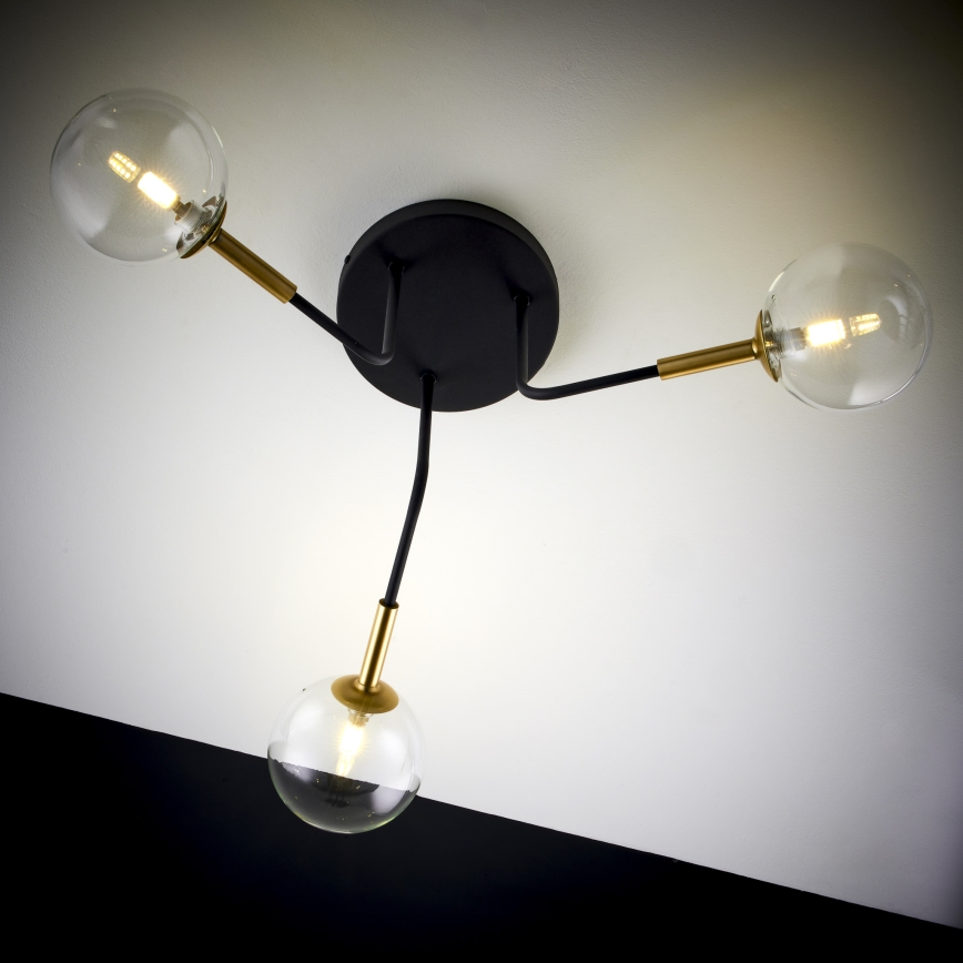 Jupiter 2039 - Viseći luster BURANO 3xG9/10W/230V crno/zlatna/prozirna