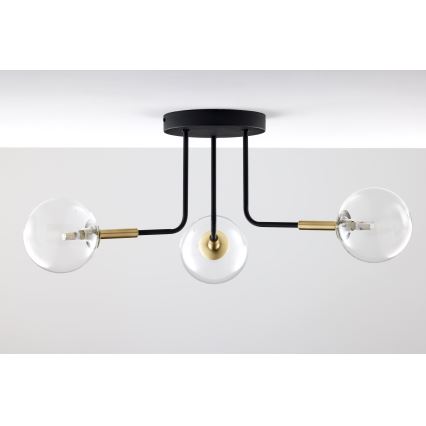 Jupiter 2039 - Viseći luster BURANO 3xG9/10W/230V crno/zlatna/prozirna