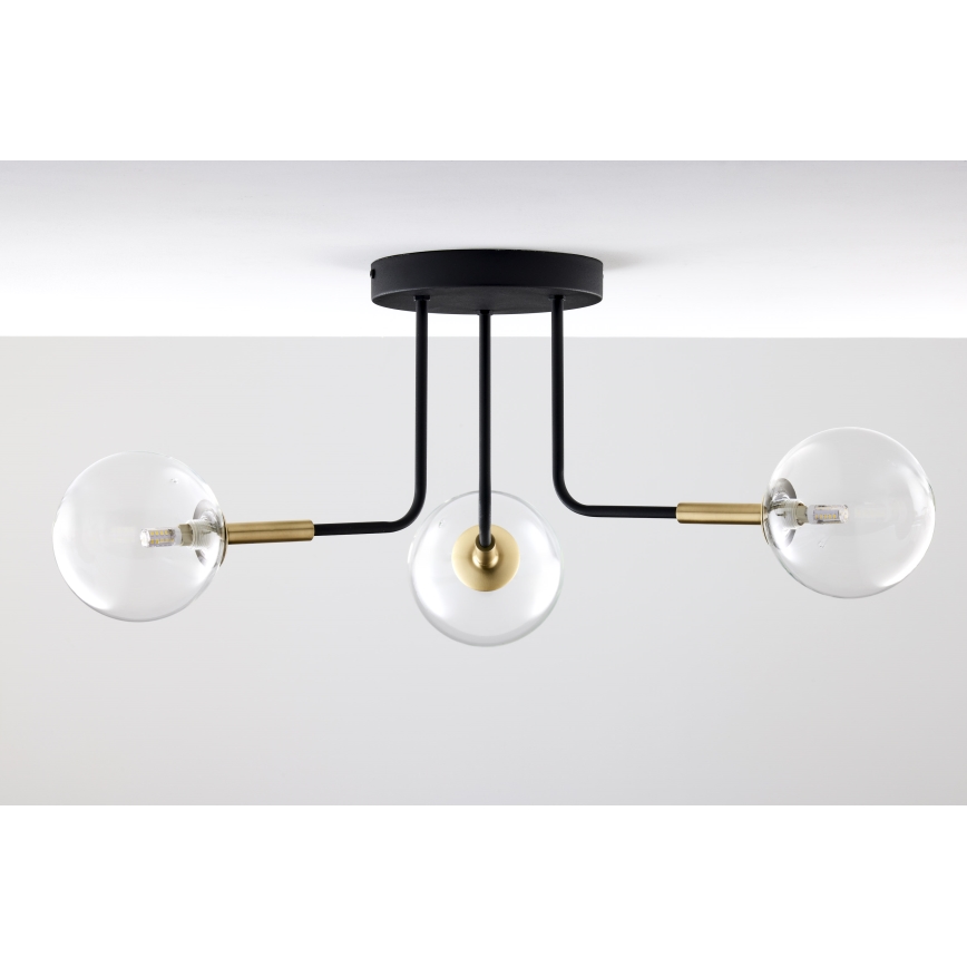 Jupiter 2039 - Viseći luster BURANO 3xG9/10W/230V crno/zlatna/prozirna