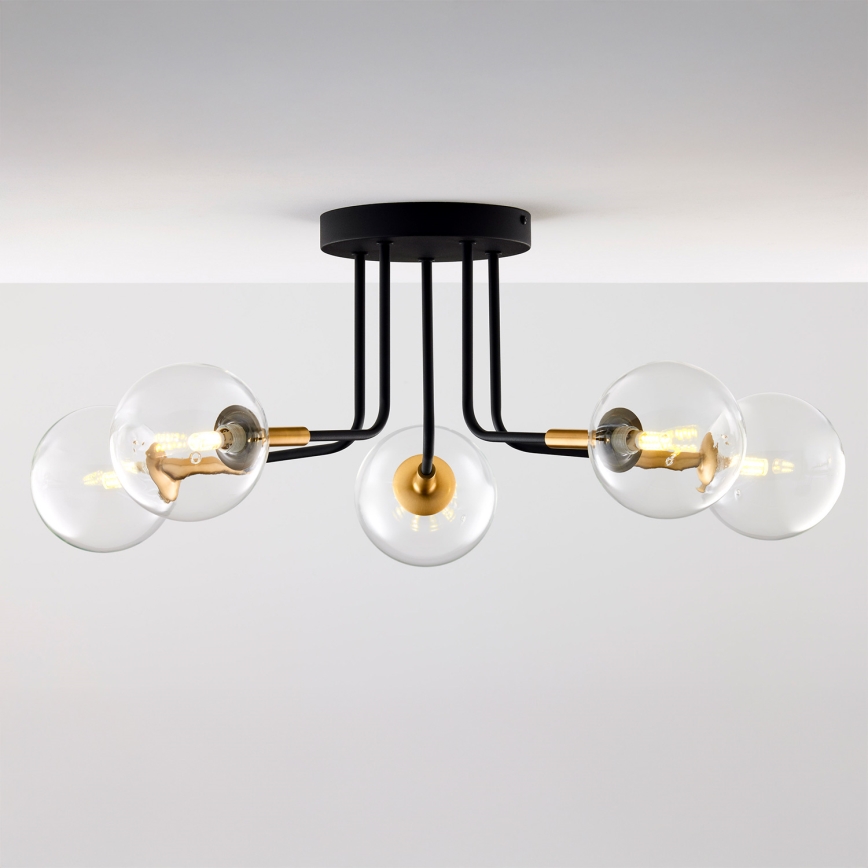 Jupiter 2040 - Viseći luster BURANO 5xG9/10W/230V crno/zlatna/prozirna