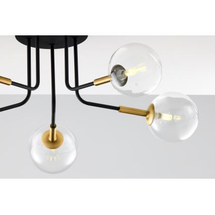 Jupiter 2040 - Viseći luster BURANO 5xG9/10W/230V crno/zlatna/prozirna