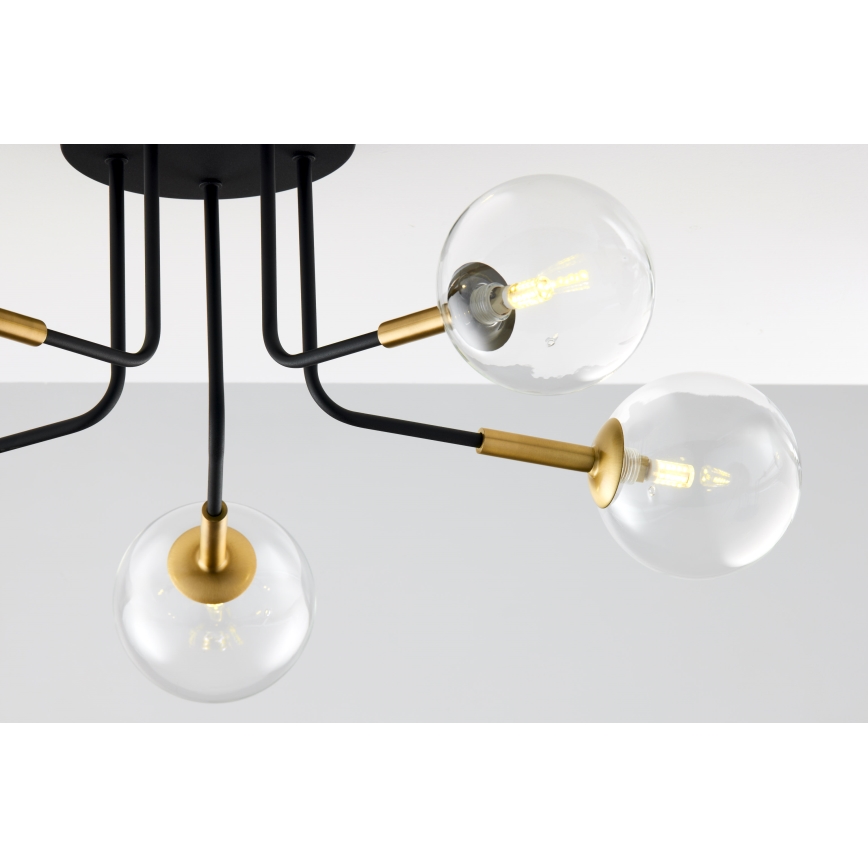 Jupiter 2040 - Viseći luster BURANO 5xG9/10W/230V crno/zlatna/prozirna