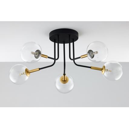 Jupiter 2040 - Viseći luster BURANO 5xG9/10W/230V crno/zlatna/prozirna