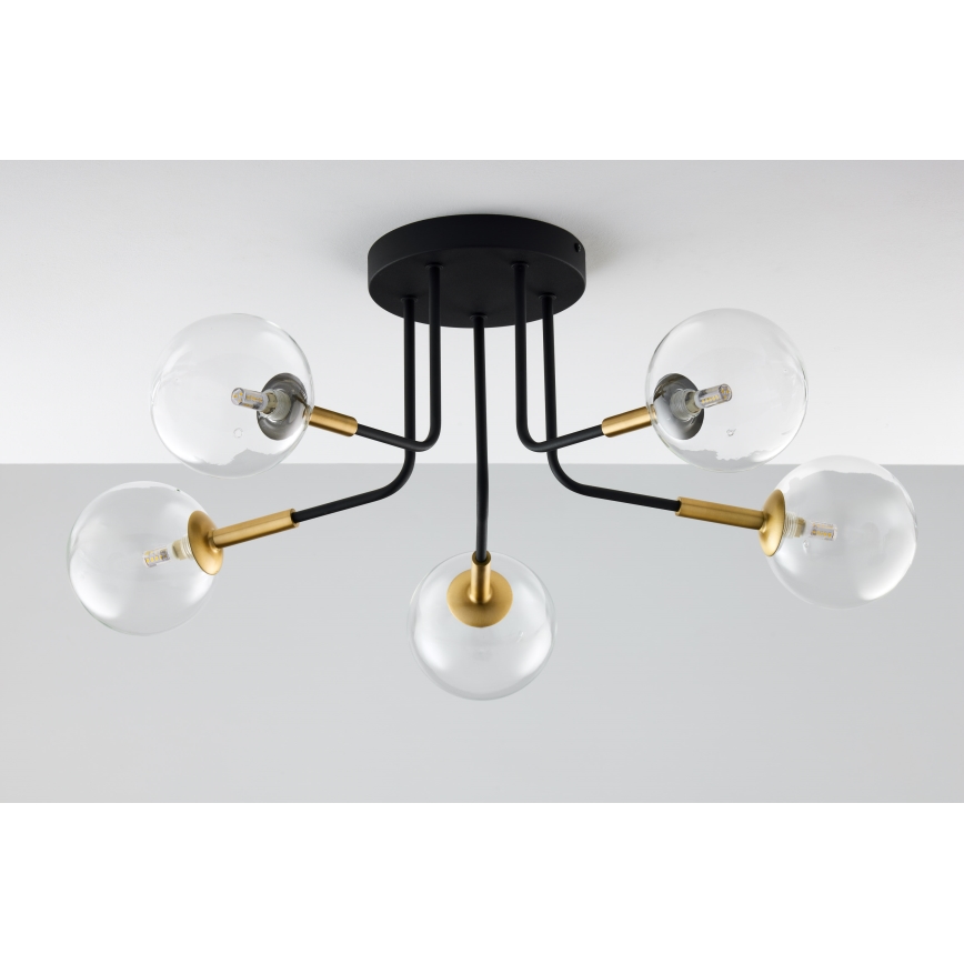 Jupiter 2040 - Viseći luster BURANO 5xG9/10W/230V crno/zlatna/prozirna